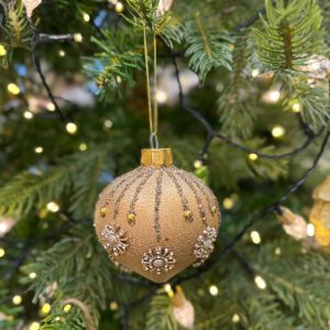 Gold Glitter Snowflake Onion Bauble