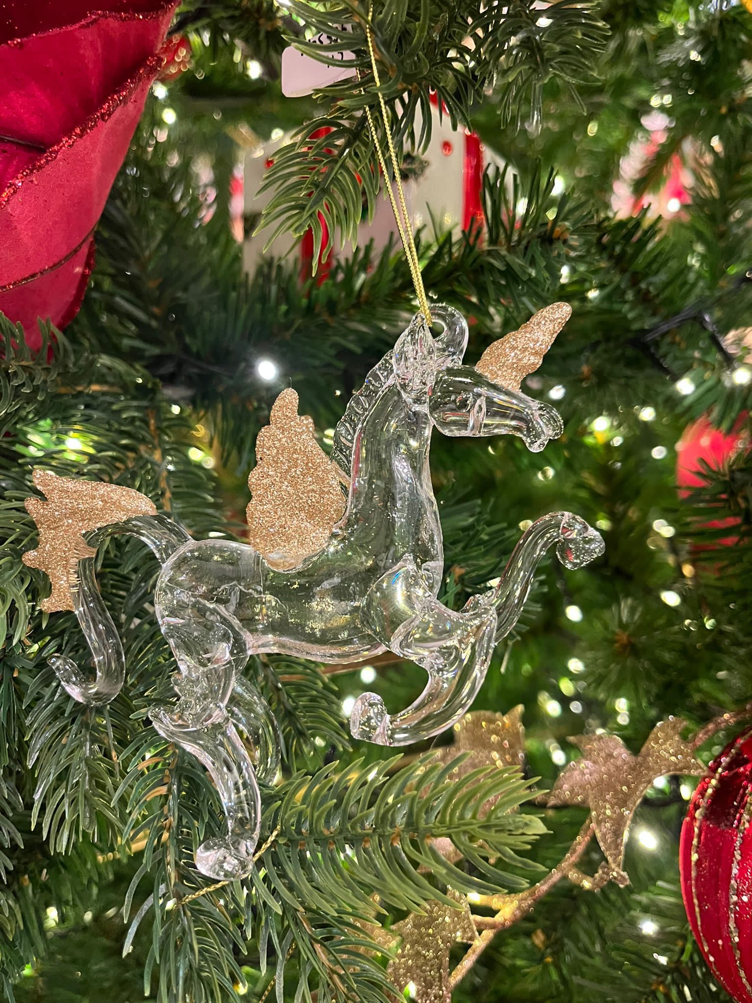 Glass Unicorn with Gold Glitter Bauble - Allure Online Shop