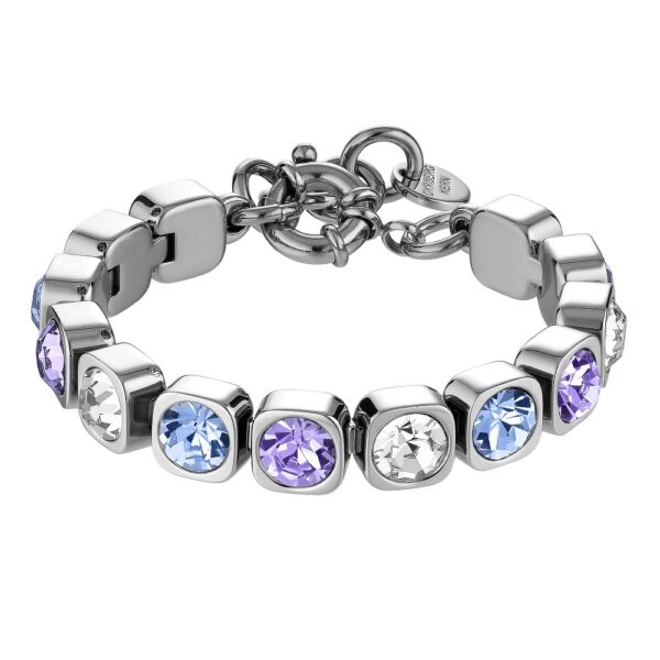 CONIAN Bracelet With Light Blue & Violet Crystals Silver