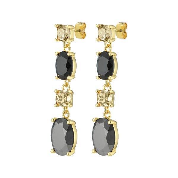 CORNELLIA Stud Earring With Black Crystals Gold