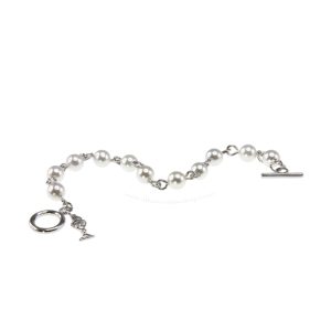 Bracelet With Pearl-Imitation Beads and a Ring Charm