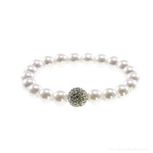 Communion Pearl Bracelet with Dark Crystal Detail Charm
