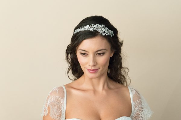 Floral & Leaf Design Crystal Headpiece - Image 2