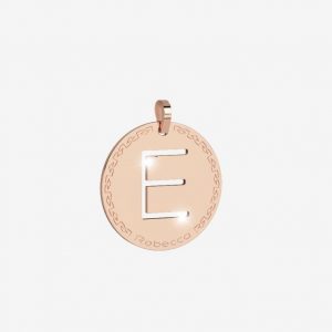 Rebecca Charm Initial Letter E Rose Gold 30mm