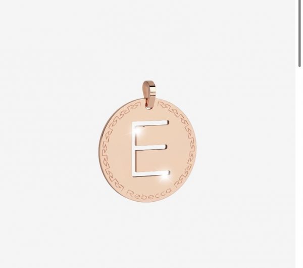 Rebecca Charm Initial Letter E Rose Gold 30mm