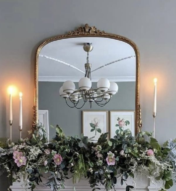Carved Effect Antique Gold Wall Overmantle Mirror - Image 3