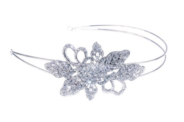 Delicate Bridal Clear Swarovski Crystal Double Headband - Image 2