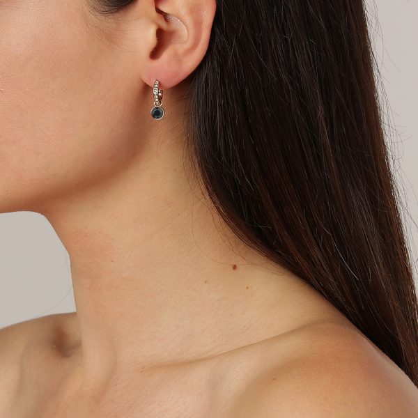 DESSA Stud Earring With Black Crystals Gold - Image 2