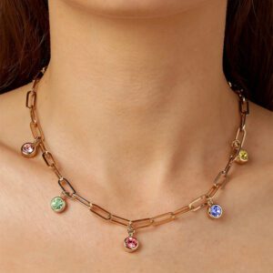 LEONA Chunky Short Necklace with Crystals Pastel/Gold