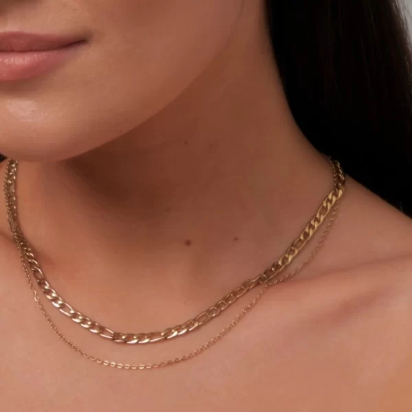 DOUBLE CHAIN GOLD NECKLACE - Image 3