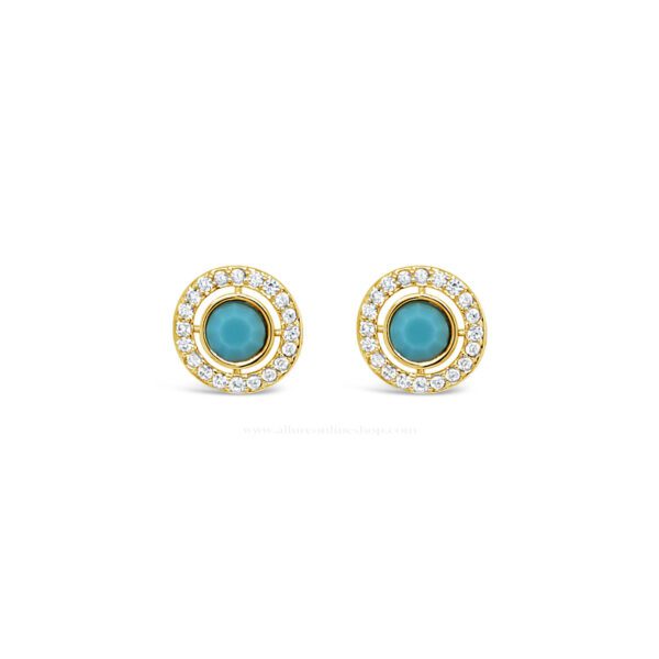 Absolute Tourquoise Stud Round Earrings Gold E2155TQGL