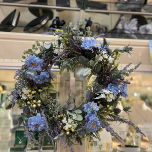 Spring Flower Wreath 48cm Blue & White