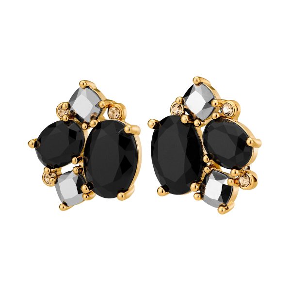EMMA Earring Grey & Black Crystals Gold