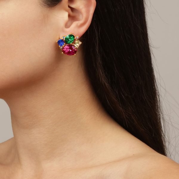 EMMA Earring Rainbow Crystals Gold - Image 2