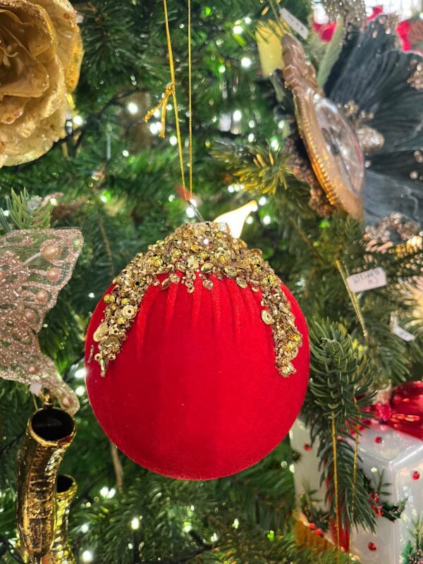 Red & Gold Velvet Bauble Hanger