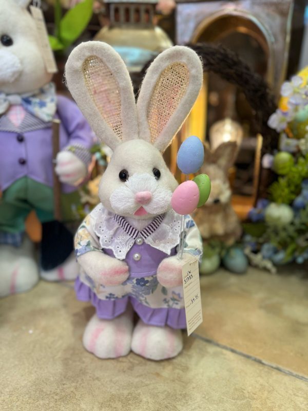 Easter Bunny Girl with Eggs on Sticks Standing Small
