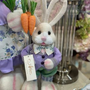Easter Bunny Boy with Carrots on Sticks Standing Small