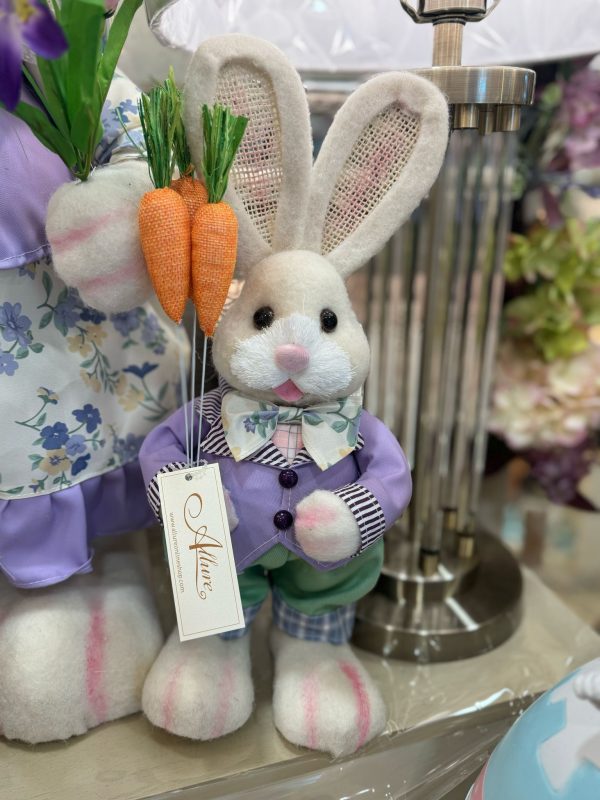 Easter Bunny Boy with Carrots on Sticks Standing Small