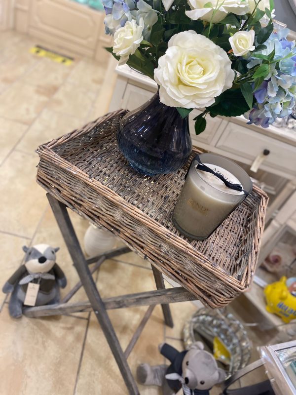 Natural Willow Tray Table with Grey Wash Frame - Image 3