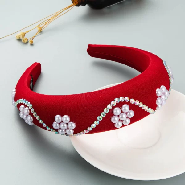 Red Headband with Pearl Embellishments