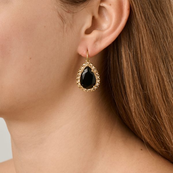 FIORA Black Crystal Earrings Gold - Image 2