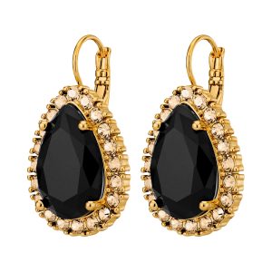 FIORA Black Crystal Earrings Gold