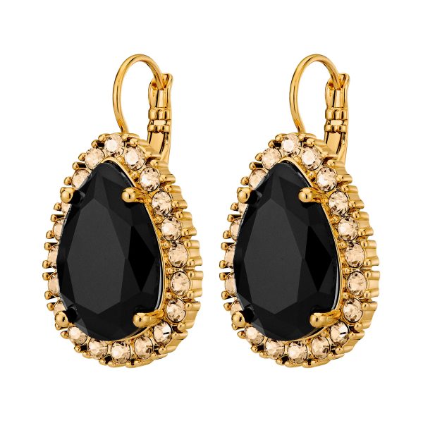 FIORA Black Crystal Earrings Gold