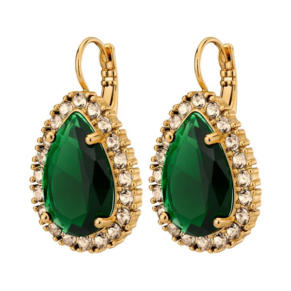 FIORA Green Crystal Earrings Gold
