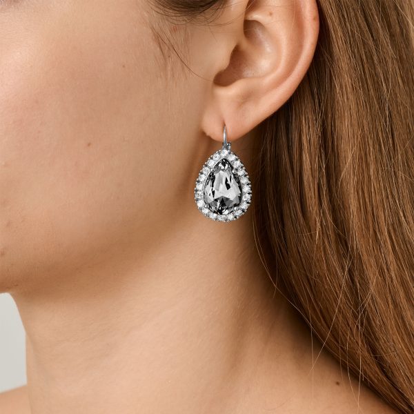 FIORA Grey Crystal Earrings Silver - Image 2