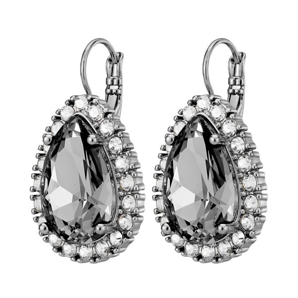 FIORA Grey Crystal Earrings Silver