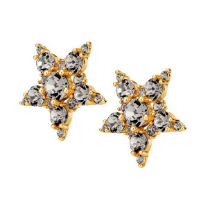 GEMINI Earring White Crystals Gold