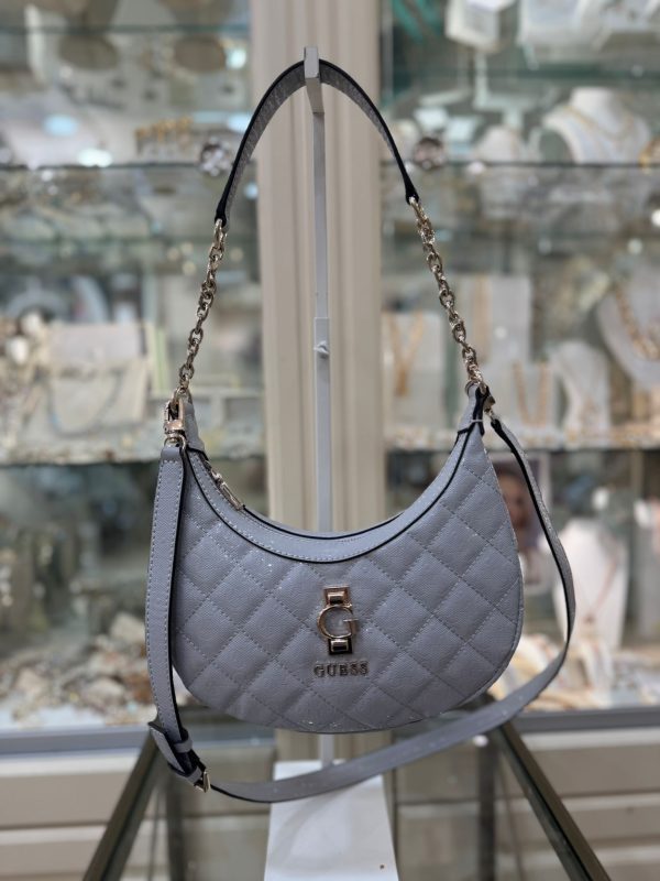 GUESS Bessey Mini Hobo Bag 4G logo Lavender Grey