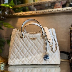 GUESS Isemay Quilted Handbag Off White