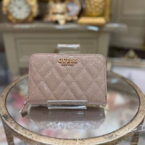 GUESS Isemay Patent-Look Wallet Pale Mocha