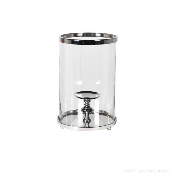 Candle Holder - Pillar Chrome Glass Candle Holder