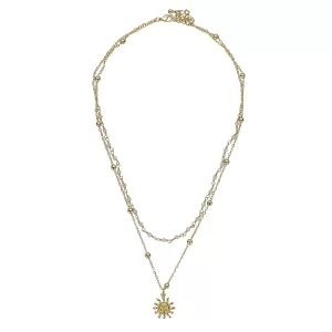 GOLD & WHITE JADE LAYERED NECKLACE