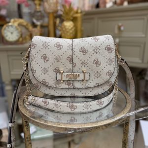 GUESS Carrie Logo Shoulder Bag Vanila Logo