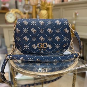 GUESS Emelie Logo Handbag Navy Blue