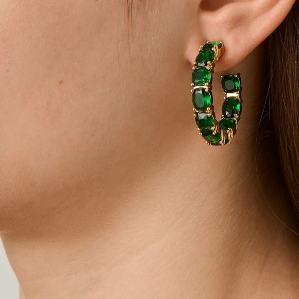GRETIA Earrings with Emerald Crystals Gold - Image 2