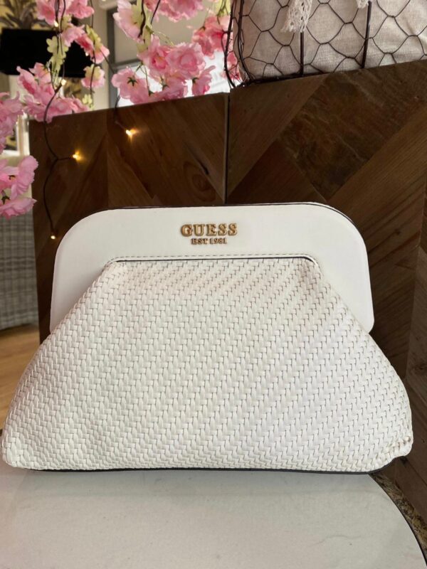 GUESS Abey Braided Clutch White - Image 2