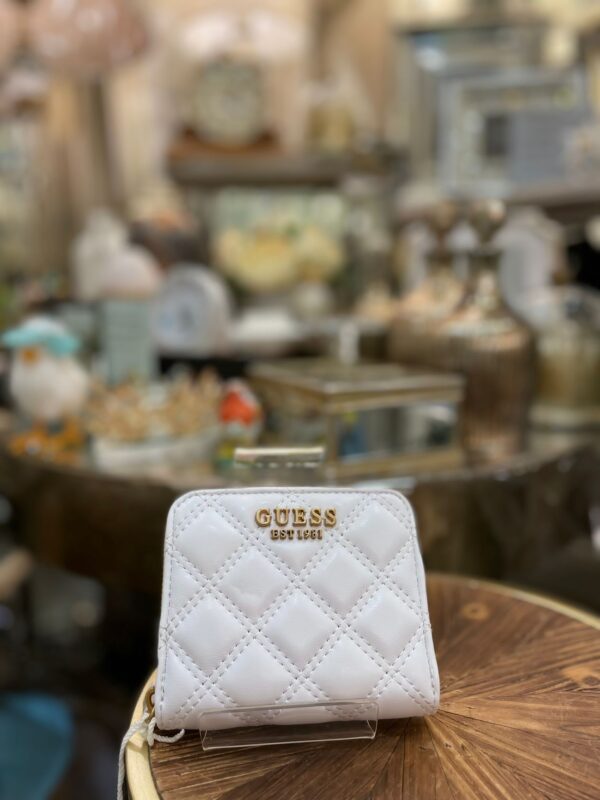 GUESS Giully Quilted Mini Purse White