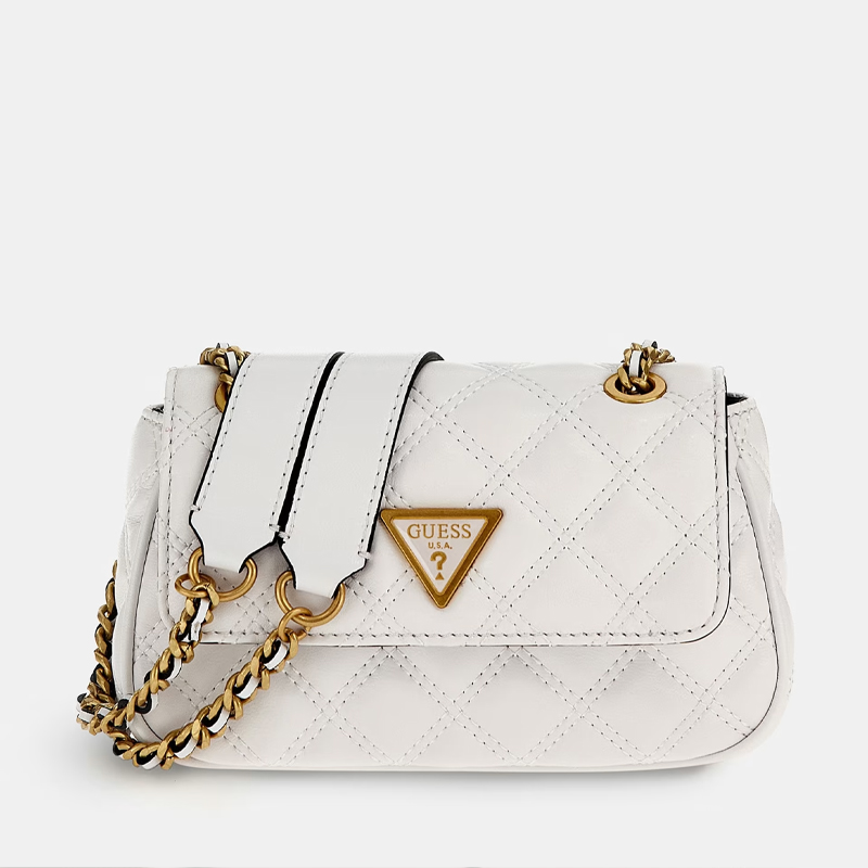 GUESS Giully Quilted Mini Convertible Crossbody Bag White - Allure ...