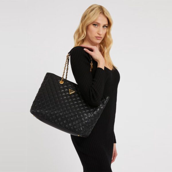 GUESS Giully Quilted Shopper Black