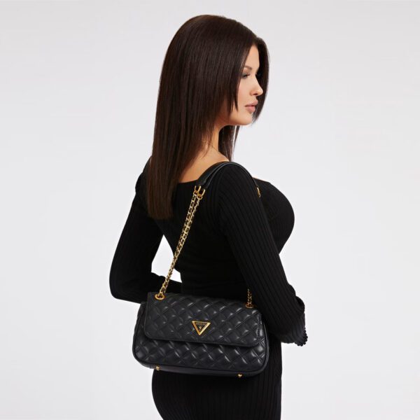 GUESS Giully Quilted Crossbody Black - Image 5