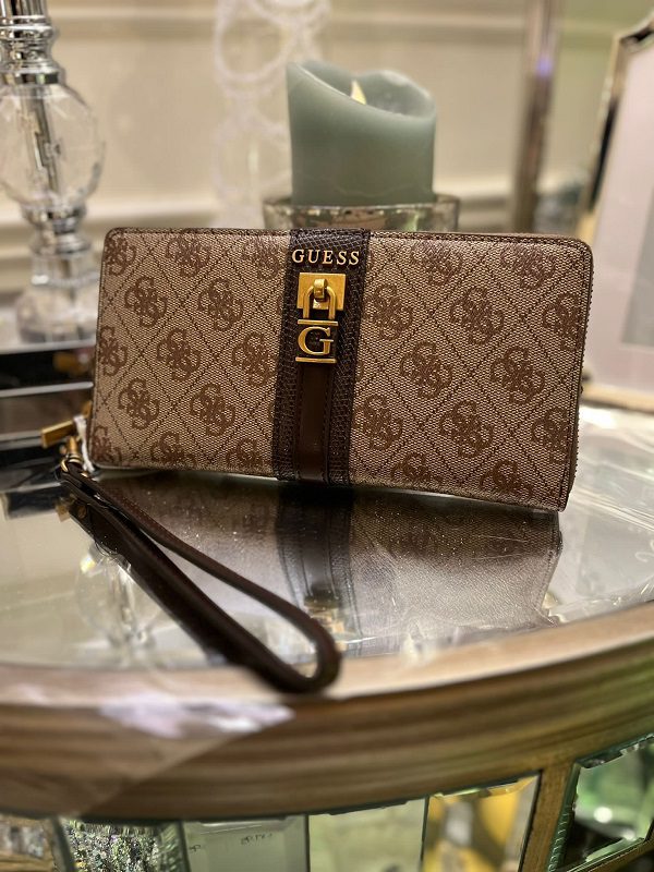 GUESS Ginevra 4G Logo Maxi Wallet Brown - Allure Online Shop