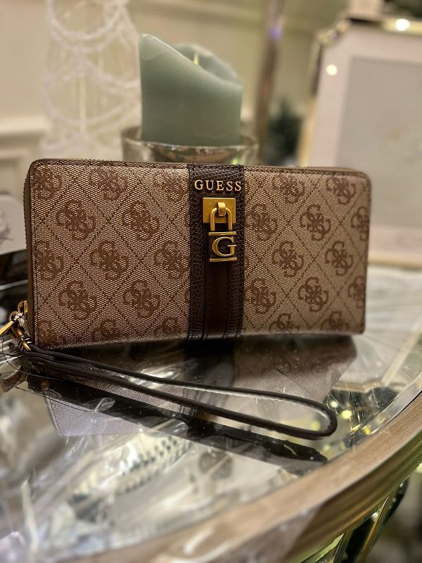 GUESS Ginevra 4G Logo Maxi Wallet Brown - Allure Online Shop