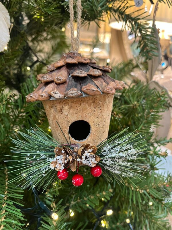 Xmas Birdhouse Ornament 13cm Natural