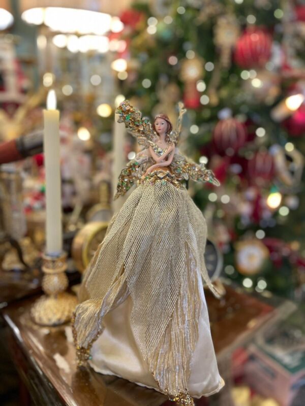 Fabric Winter Fairy Tree Topper 33cm Gold - Image 2