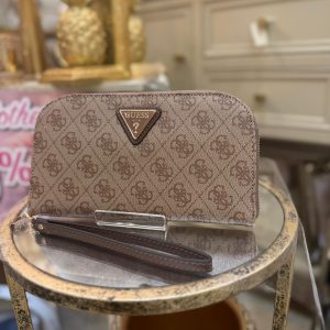 GUESS Latona Travel Maxi Wallet Beige Logo