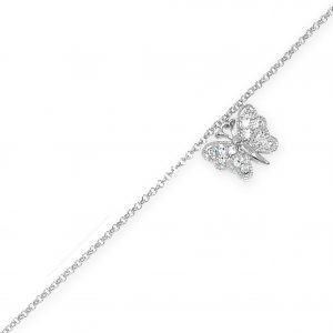 Absolute Kids Collection HCB307 Silver Butterfly Charm Bracelet